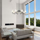 Z-Lite Gianna 60" 8-Light Matte Black Steel and White Fabric Shade Chandelier