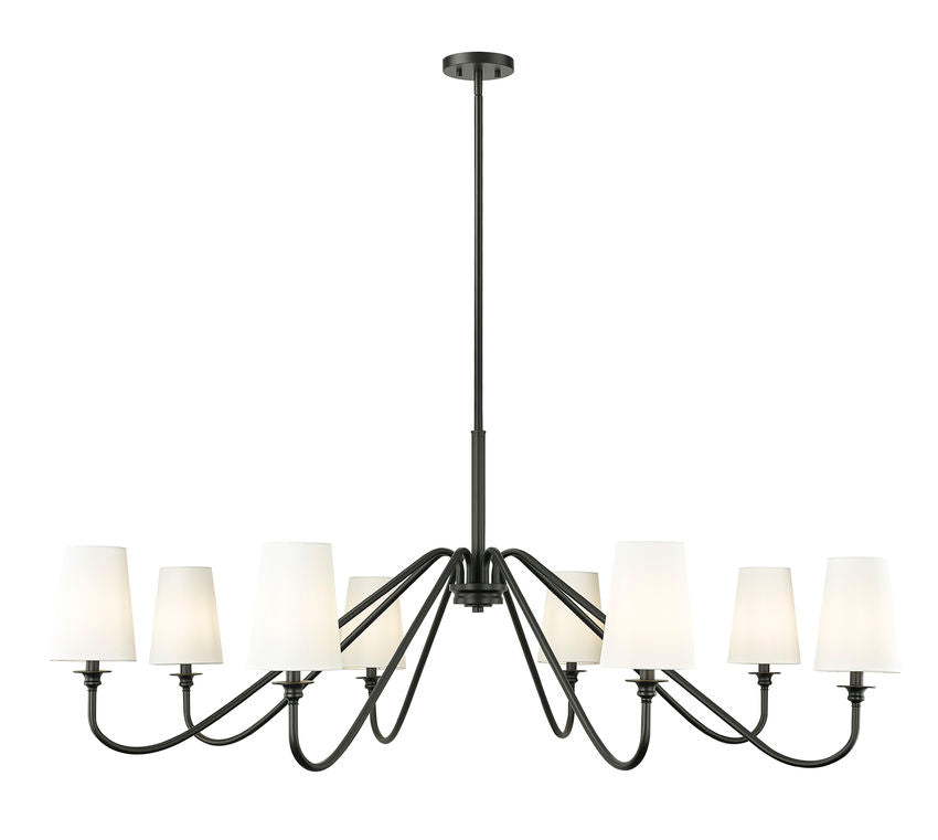 Z-Lite Gianna 60" 8-Light Matte Black Steel and White Fabric Shade Chandelier