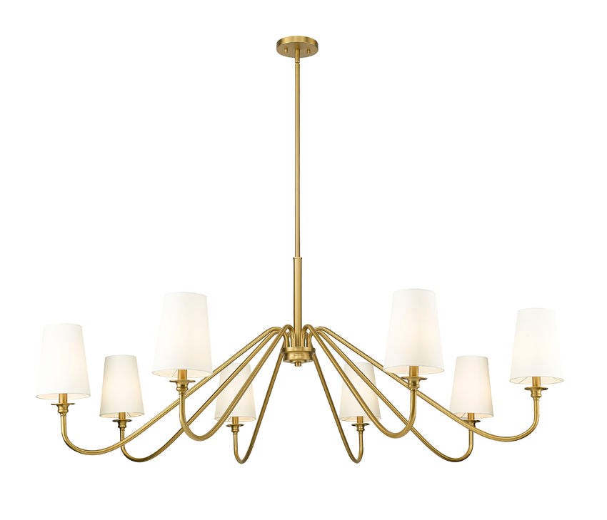 Z-Lite Gianna 60" 8-Light Modern Gold Steel and White Fabric Shade Chandelier