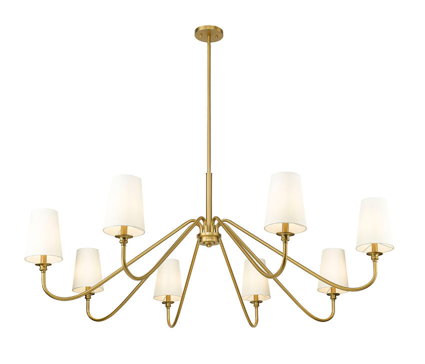 Z-Lite Gianna 60" 8-Light Modern Gold Steel and White Fabric Shade Chandelier