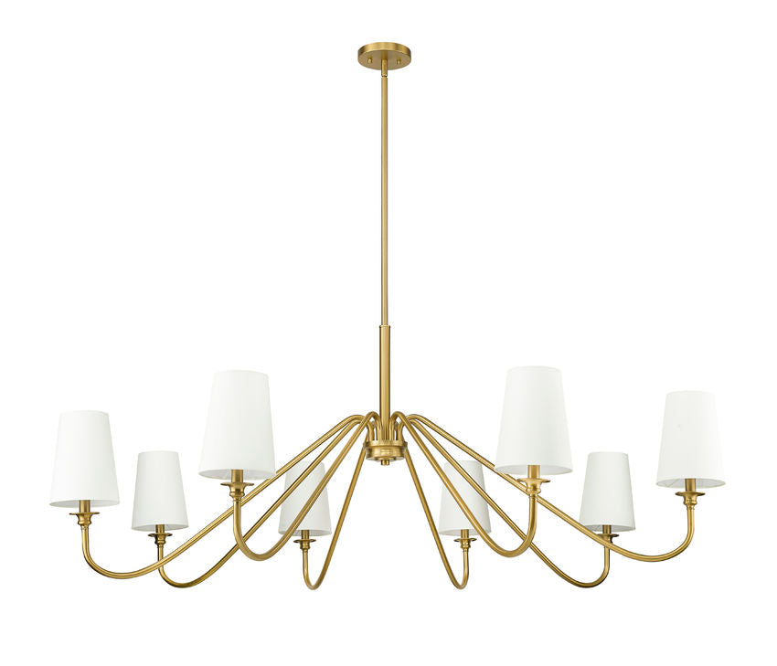 Z-Lite Gianna 60" 8-Light Modern Gold Steel and White Fabric Shade Chandelier