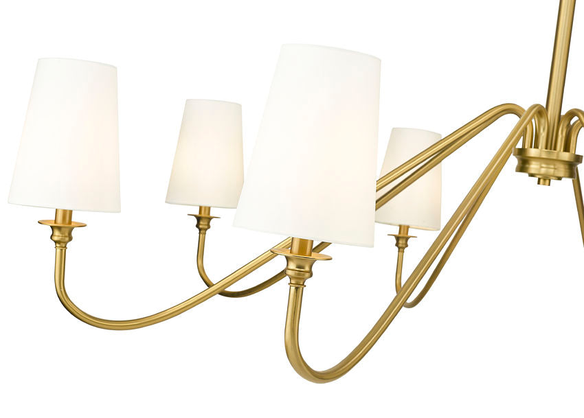 Z-Lite Gianna 60" 8-Light Modern Gold Steel and White Fabric Shade Chandelier