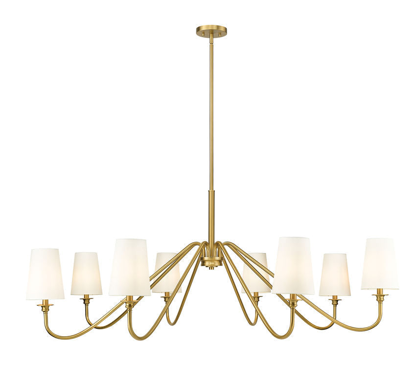 Z-Lite Gianna 60" 8-Light Modern Gold Steel and White Fabric Shade Chandelier