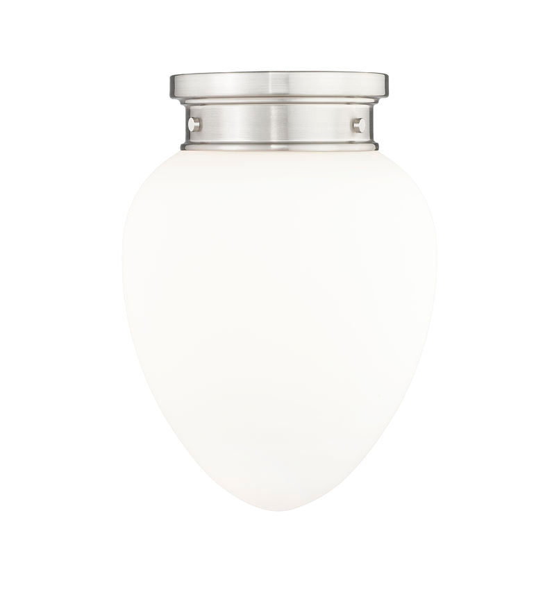 Z-Lite Gideon 10" 1-Light Brushed Nickel and Etched Opal Glass Shade Flush Mount Lighting