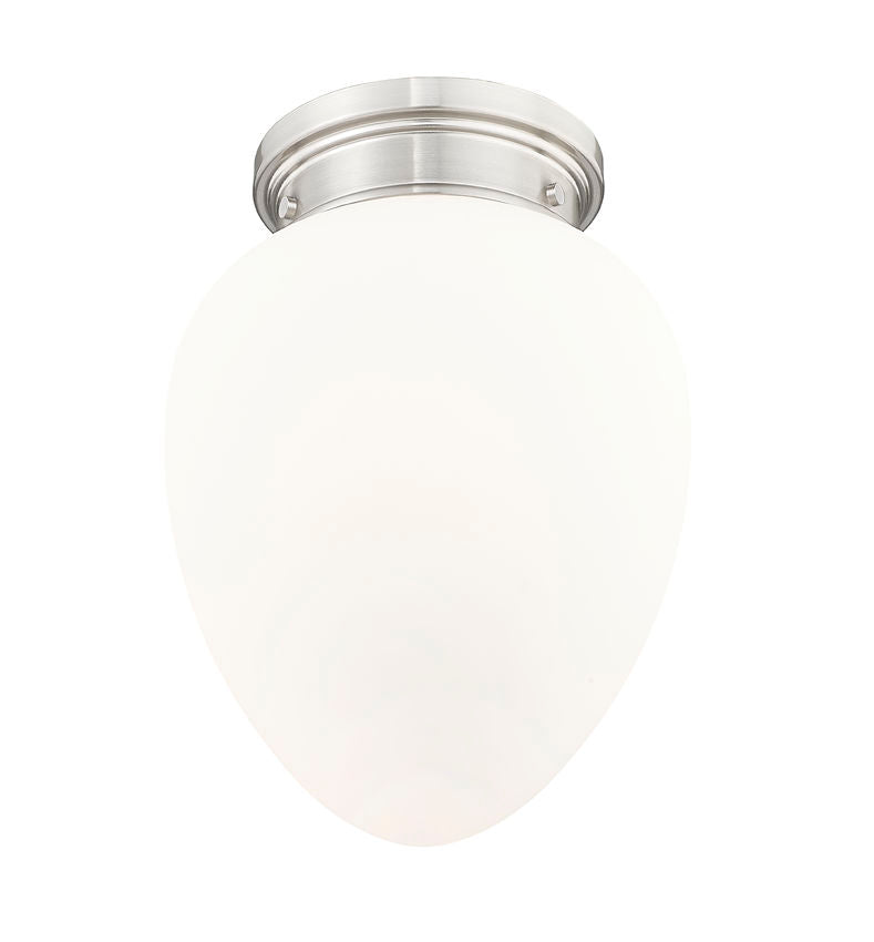 Z-Lite Gideon 10" 1-Light Brushed Nickel and Etched Opal Glass Shade Flush Mount Lighting
