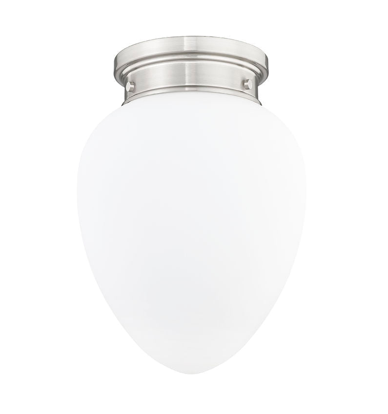 Z-Lite Gideon 10" 1-Light Brushed Nickel and Etched Opal Glass Shade Flush Mount Lighting