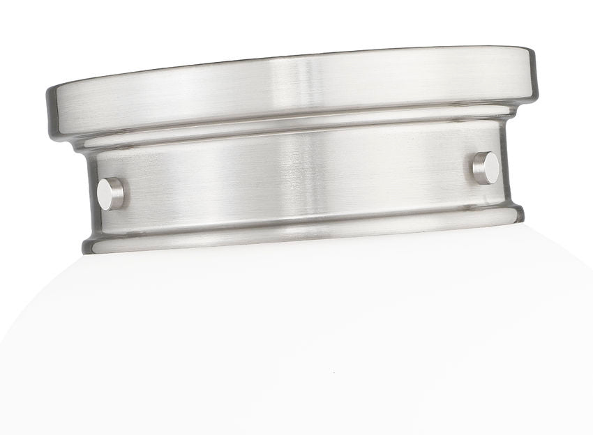 Z-Lite Gideon 10" 1-Light Brushed Nickel and Etched Opal Glass Shade Flush Mount Lighting