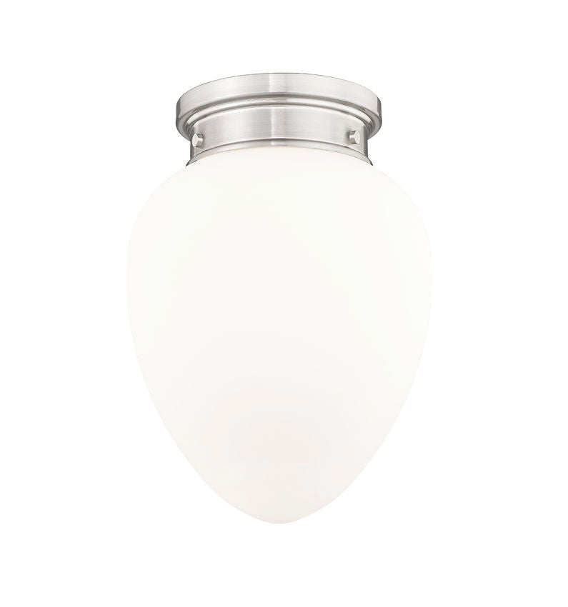 Z-Lite Gideon 10" 1-Light Brushed Nickel and Etched Opal Glass Shade Flush Mount Lighting