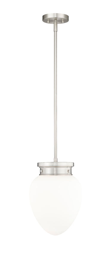 Z-Lite Gideon 10" 1-Light Brushed Nickel and Etched Opal Glass Shade Pendant Light