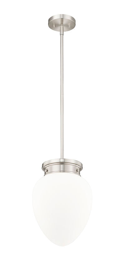Z-Lite Gideon 10" 1-Light Brushed Nickel and Etched Opal Glass Shade Pendant Light