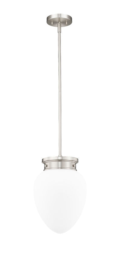 Z-Lite Gideon 10" 1-Light Brushed Nickel and Etched Opal Glass Shade Pendant Light