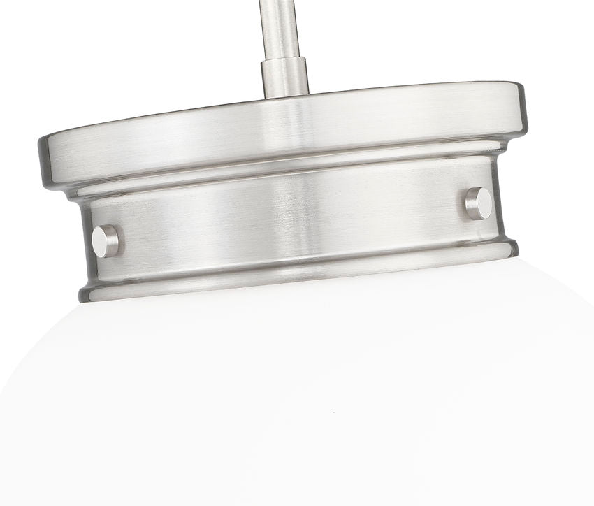 Z-Lite Gideon 10" 1-Light Brushed Nickel and Etched Opal Glass Shade Pendant Light