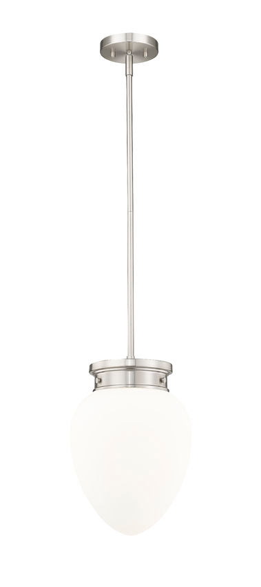 Z-Lite Gideon 10" 1-Light Brushed Nickel and Etched Opal Glass Shade Pendant Light