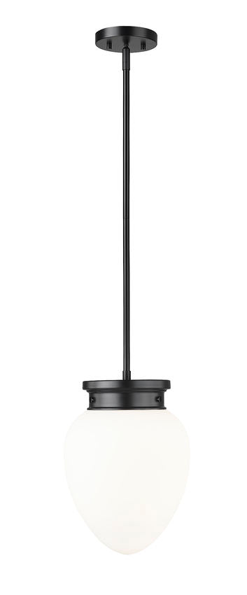 Z-Lite Gideon 10" 1-Light Matte Black and Etched Opal Glass Shade Pendant Light