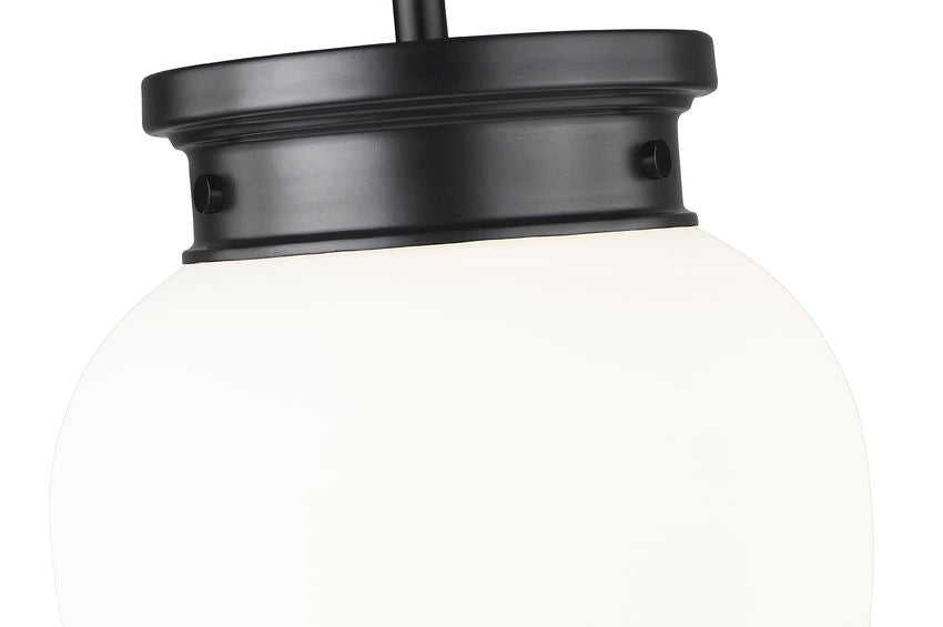 Z-Lite Gideon 10" 1-Light Matte Black and Etched Opal Glass Shade Pendant Light