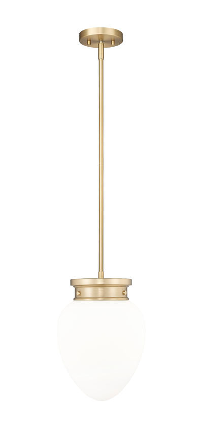Z-Lite Gideon 10" 1-Light Modern Gold and Etched Opal Glass Shade Pendant Light