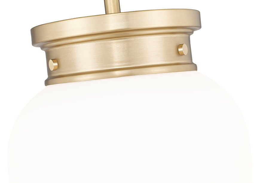 Z-Lite Gideon 10" 1-Light Modern Gold and Etched Opal Glass Shade Pendant Light