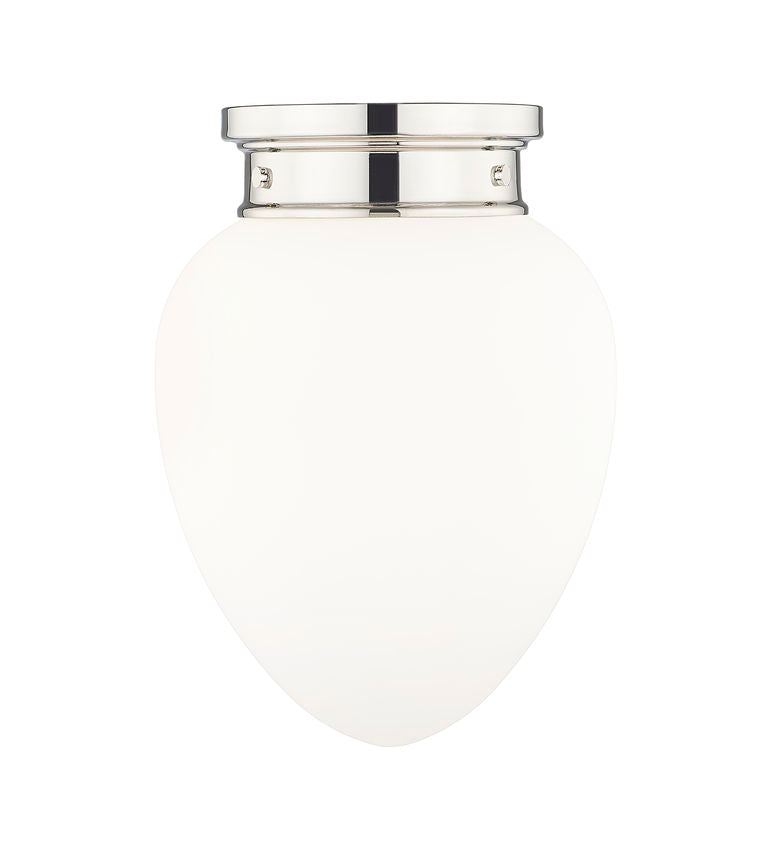 Z-Lite Gideon 10" 1-Light Polished Nickel and Etched Opal Glass Shade Flush Mount Lighting