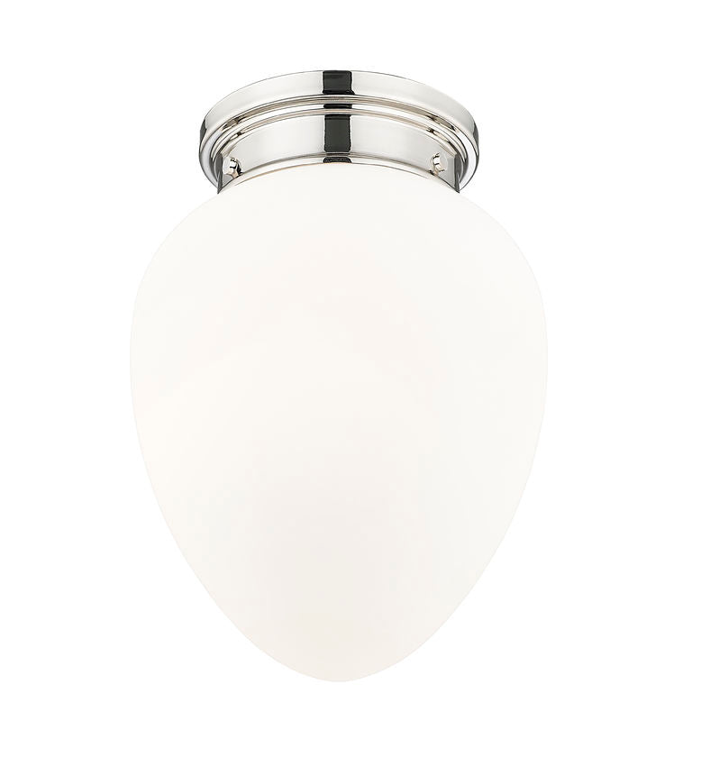 Z-Lite Gideon 10" 1-Light Polished Nickel and Etched Opal Glass Shade Flush Mount Lighting