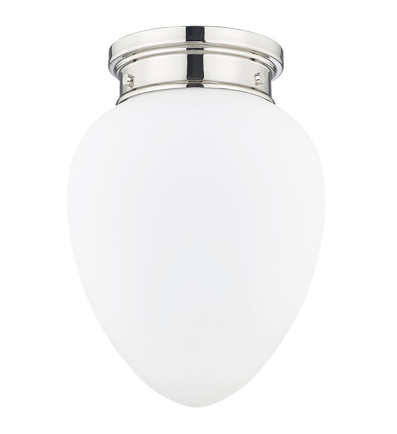 Z-Lite Gideon 10" 1-Light Polished Nickel and Etched Opal Glass Shade Flush Mount Lighting