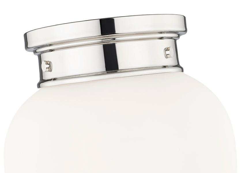 Z-Lite Gideon 10" 1-Light Polished Nickel and Etched Opal Glass Shade Flush Mount Lighting