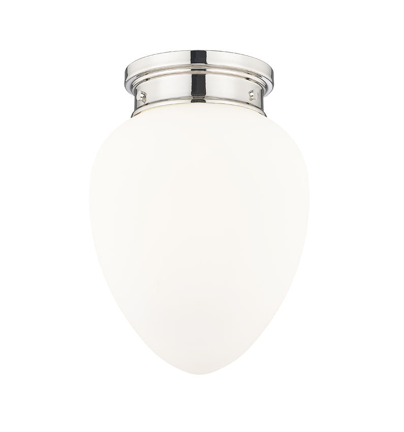Z-Lite Gideon 10" 1-Light Polished Nickel and Etched Opal Glass Shade Flush Mount Lighting