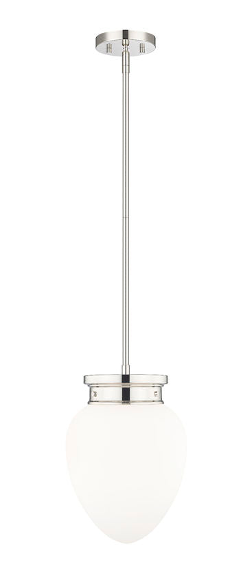 Z-Lite Gideon 10" 1-Light Polished Nickel and Etched Opal Glass Shade Pendant Light