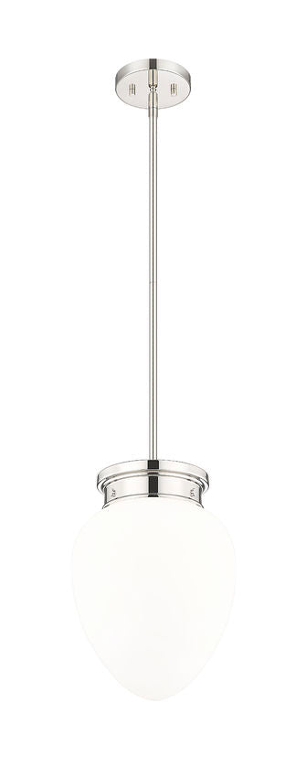 Z-Lite Gideon 10" 1-Light Polished Nickel and Etched Opal Glass Shade Pendant Light