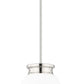 Z-Lite Gideon 10" 1-Light Polished Nickel and Etched Opal Glass Shade Pendant Light
