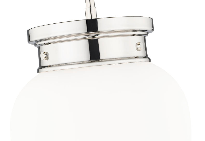 Z-Lite Gideon 10" 1-Light Polished Nickel and Etched Opal Glass Shade Pendant Light