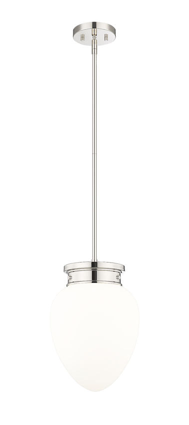 Z-Lite Gideon 10" 1-Light Polished Nickel and Etched Opal Glass Shade Pendant Light