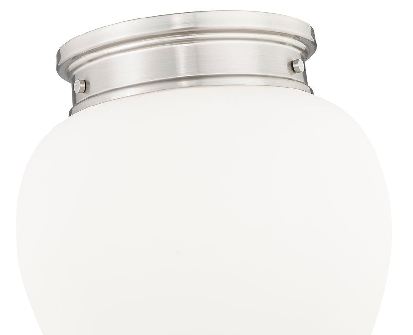 Z-Lite Gideon 13" 1-Light Brushed Nickel and Etched Opal Glass Shade Flush Mount Lighting
