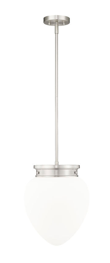 Z-Lite Gideon 13" 1-Light Brushed Nickel and Etched Opal Glass Shade Pendant Light