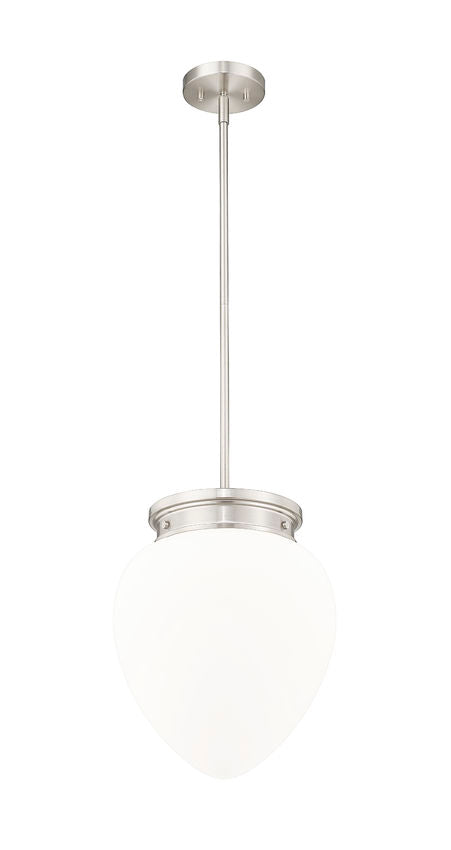 Z-Lite Gideon 13" 1-Light Brushed Nickel and Etched Opal Glass Shade Pendant Light