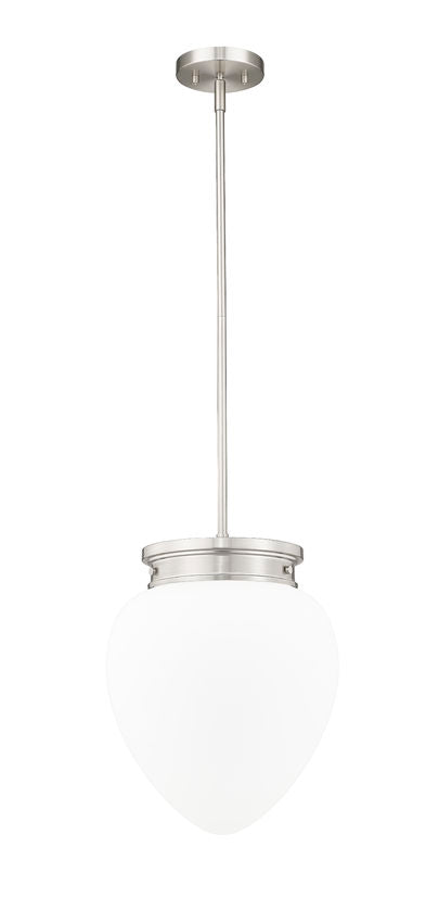 Z-Lite Gideon 13" 1-Light Brushed Nickel and Etched Opal Glass Shade Pendant Light