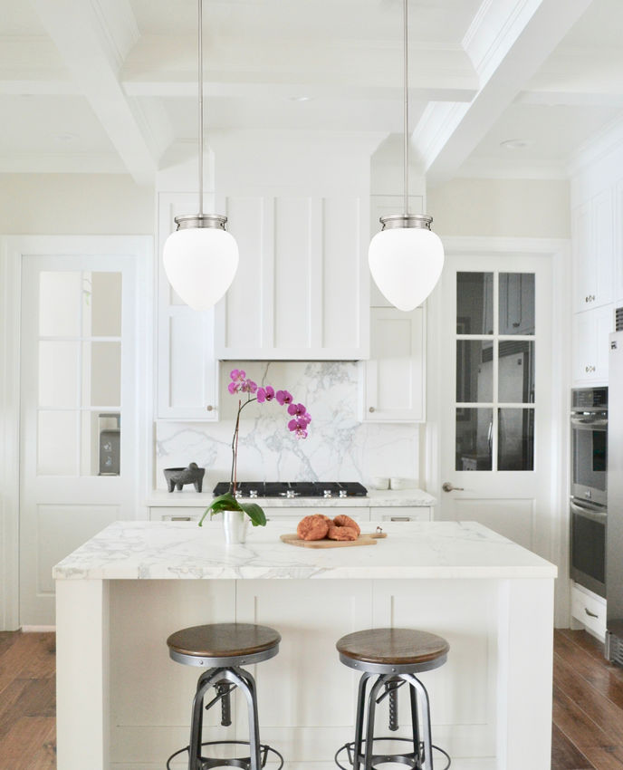 Z-Lite Gideon 13" 1-Light Brushed Nickel and Etched Opal Glass Shade Pendant Light