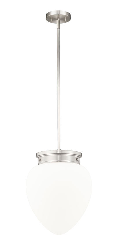 Z-Lite Gideon 13" 1-Light Brushed Nickel and Etched Opal Glass Shade Pendant Light