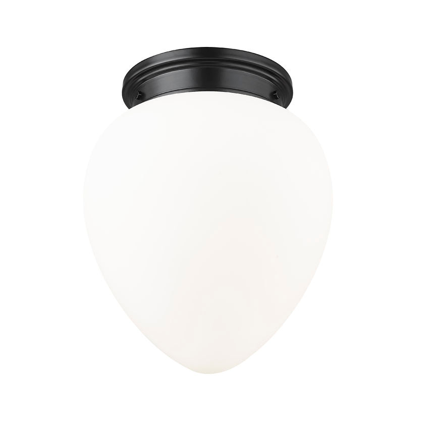 Z-Lite Gideon 13" 1-Light Matte Black and Etched Opal Glass Shade Flush Mount Lighting
