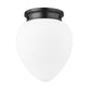 Z-Lite Gideon 13" 1-Light Matte Black and Etched Opal Glass Shade Flush Mount Lighting