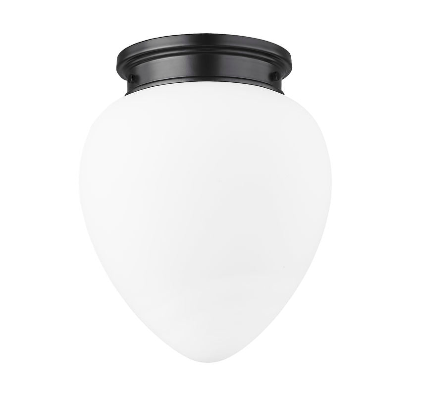Z-Lite Gideon 13" 1-Light Matte Black and Etched Opal Glass Shade Flush Mount Lighting