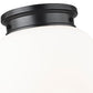 Z-Lite Gideon 13" 1-Light Matte Black and Etched Opal Glass Shade Flush Mount Lighting