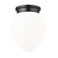Z-Lite Gideon 13" 1-Light Matte Black and Etched Opal Glass Shade Flush Mount Lighting