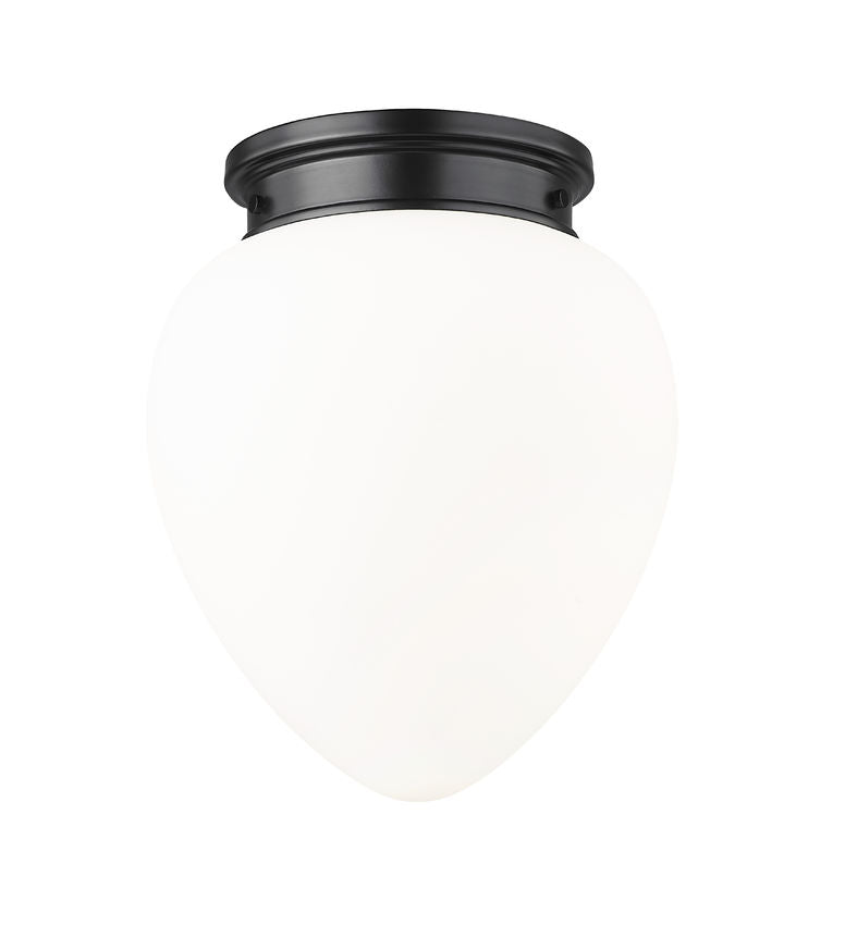 Z-Lite Gideon 13" 1-Light Matte Black and Etched Opal Glass Shade Flush Mount Lighting