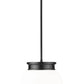 Z-Lite Gideon 13" 1-Light Matte Black and Etched Opal Glass Shade Pendant Light