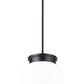 Z-Lite Gideon 13" 1-Light Matte Black and Etched Opal Glass Shade Pendant Light