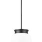 Z-Lite Gideon 13" 1-Light Matte Black and Etched Opal Glass Shade Pendant Light