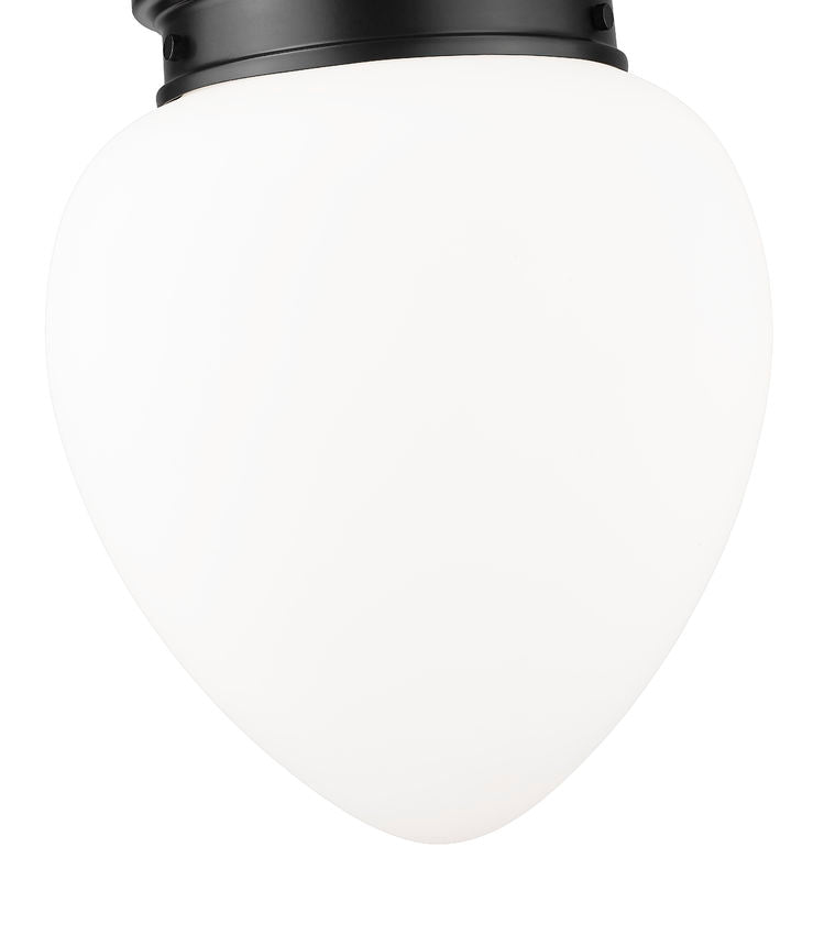 Z-Lite Gideon 13" 1-Light Matte Black and Etched Opal Glass Shade Pendant Light