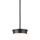 Z-Lite Gideon 13" 1-Light Matte Black and Etched Opal Glass Shade Pendant Light
