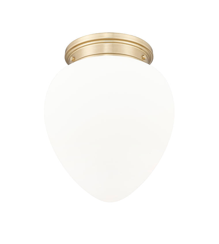 Z-Lite Gideon 13" 1-Light Modern Gold and Etched Opal Glass Shade Flush Mount Lighting