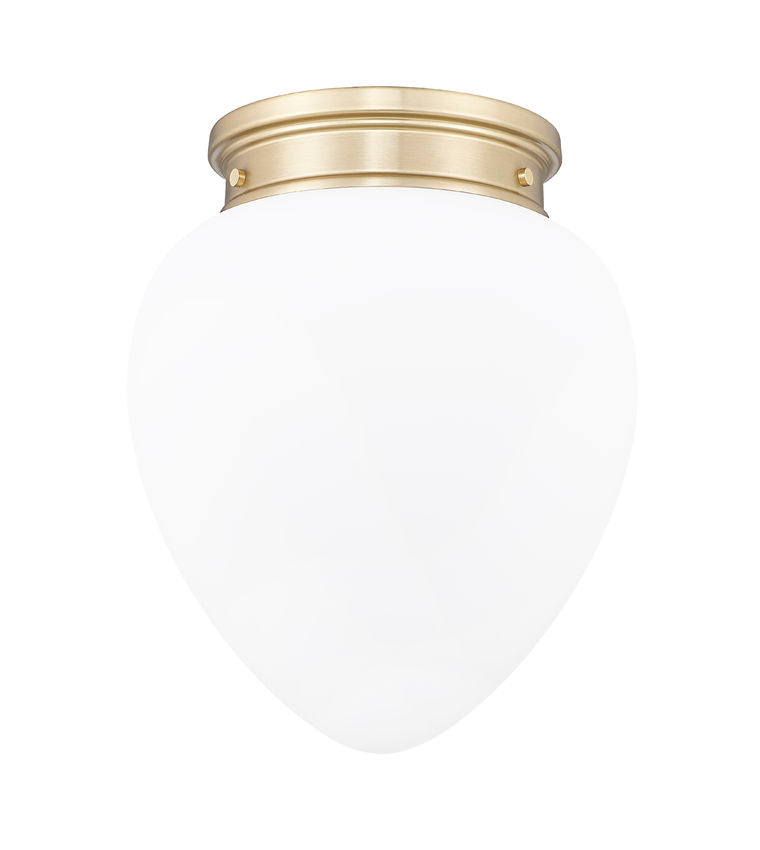Z-Lite Gideon 13" 1-Light Modern Gold and Etched Opal Glass Shade Flush Mount Lighting